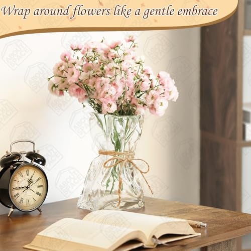 ABOUT SPACE Cylindrical Flower Vase,Irregular Bag Shape Vase for Living Room,Folded Paper Glass Vase for Water Plants,Transparent Centerpiece Vase for Home Decor,Table Top Decor for Home,Restaurants - Image 5