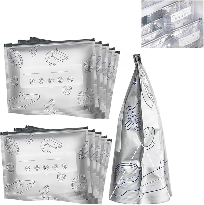 Reusable Aluminum Foil Bags Small Size 10 Pack Airtight Stand Up Pouches for Food Storage Freezer Pantry - Image 1