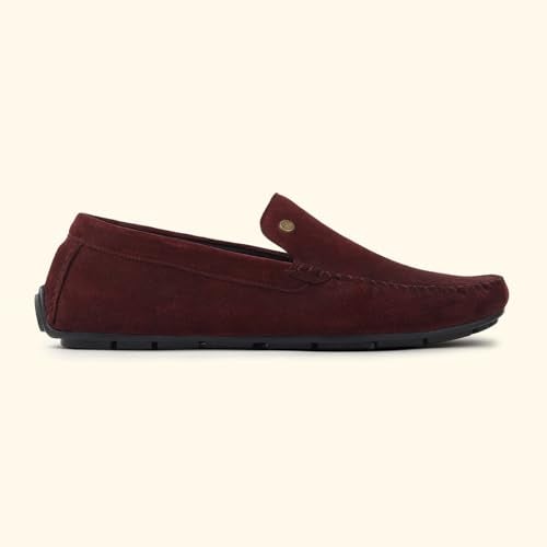 YOHO Lofos Men 001 | Leather Slip-On Loafers | Stylish, Flexible Shoes with Footpharma Footbed | Comfortable Party, Office & Casual Footwear | Maroon - UK 10 - Image 3