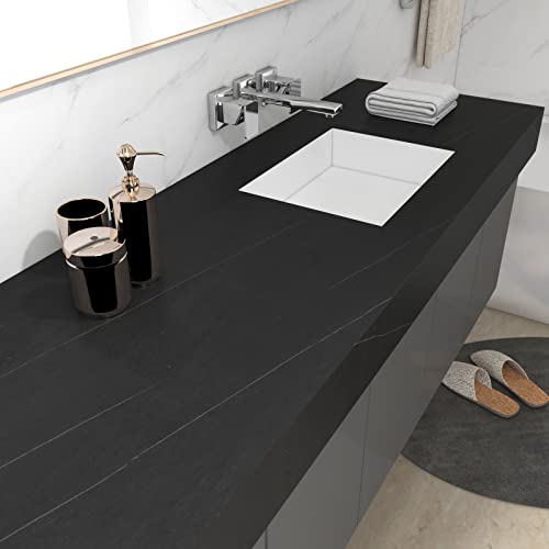 Decotalk Black Marble Contact Paper for Countertops Waterproof Vinyl Countertop Wallpaper Peel and Stick Marble Contact Paper for Kitchen Counter 17.7"x120" Black Contact Paper for Cabinets Decorative - Image 2