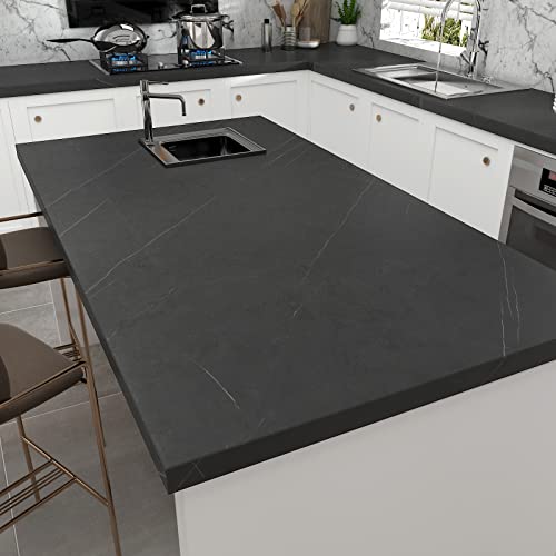 Decotalk Black Marble Contact Paper for Countertops Waterproof Vinyl Countertop Wallpaper Peel and Stick Marble Contact Paper for Kitchen Counter 17.7"x120" Black Contact Paper for Cabinets Decorative - Image 4