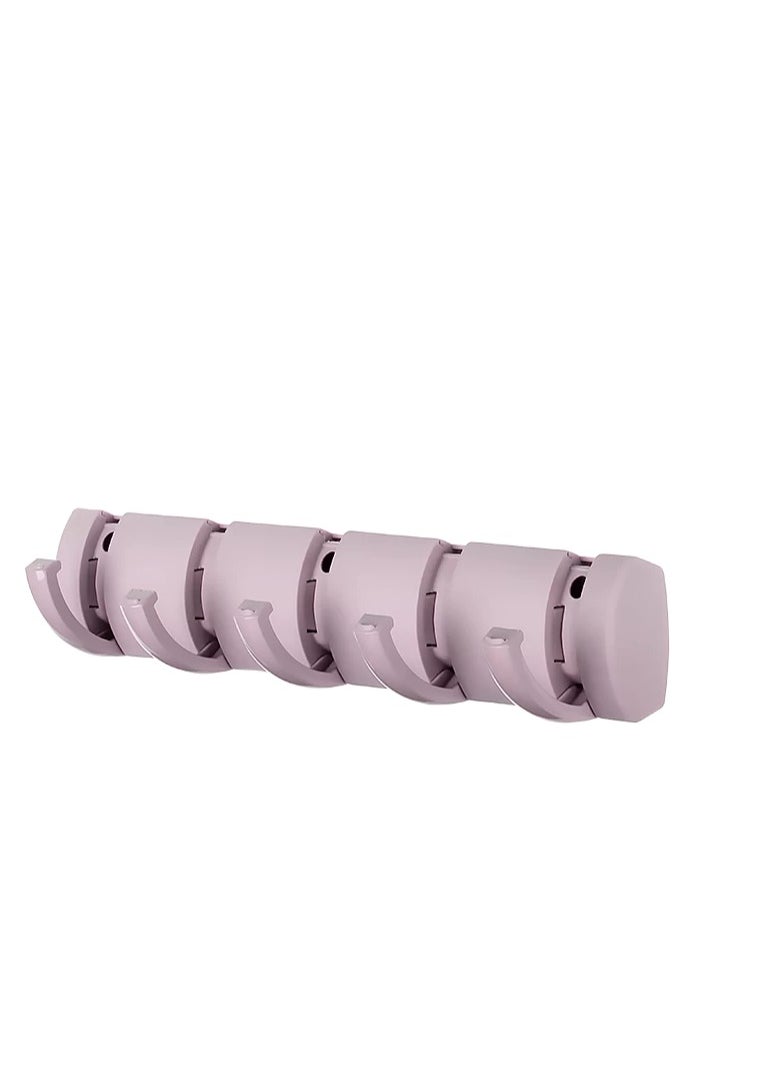 Adhesive Wall Hanger with 5 Hooks – Heavy-Duty Multipurpose Organizer Rack, 25x5 cm – Self-Adhesive, No Drilling – Purple 