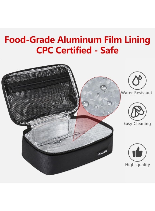 Gloppie Small Lunch Bag for Adults & Kids - Compact Insulated Lunch Box, Durable & Food-Grade Lining | Portable Cooler for Work, School, Travel (Black) - Image 5