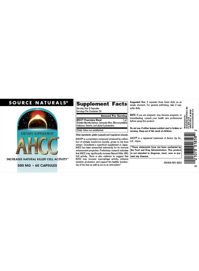 Source Naturals AHCC Increases Natural Killer Cell Activity* 500mg - 60 Capsules - Image 4