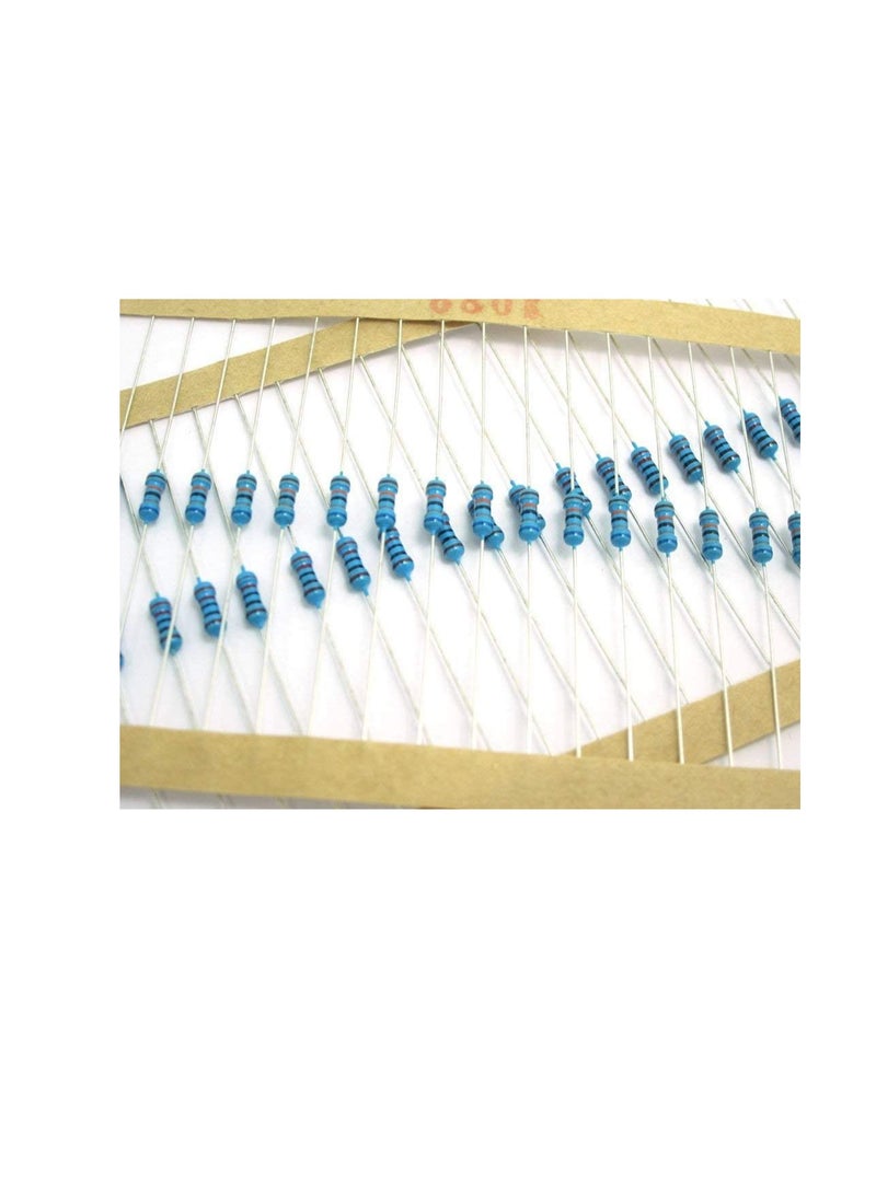 1/4W Metal Film Resistor, 5 Colour Ring Band 1% Ω Ohms Tolerance, For Electrical DIY Pack of 50 (1/4W 680KΩ (680000ohms))  - Image 2