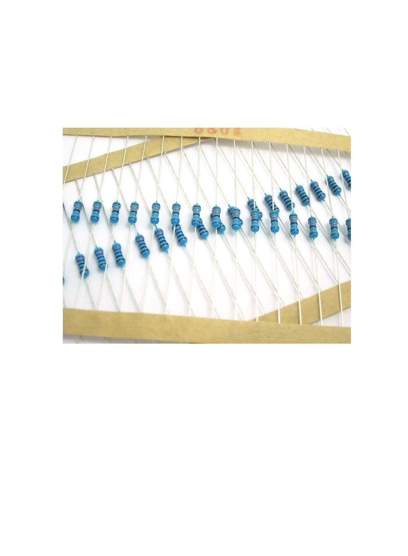 1/4W Metal Film Resistor, 5 Colour Ring Band 1% Ω Ohms Tolerance, For Electrical DIY Pack of 50 (1/4W 680KΩ (680000ohms))  - Image 3