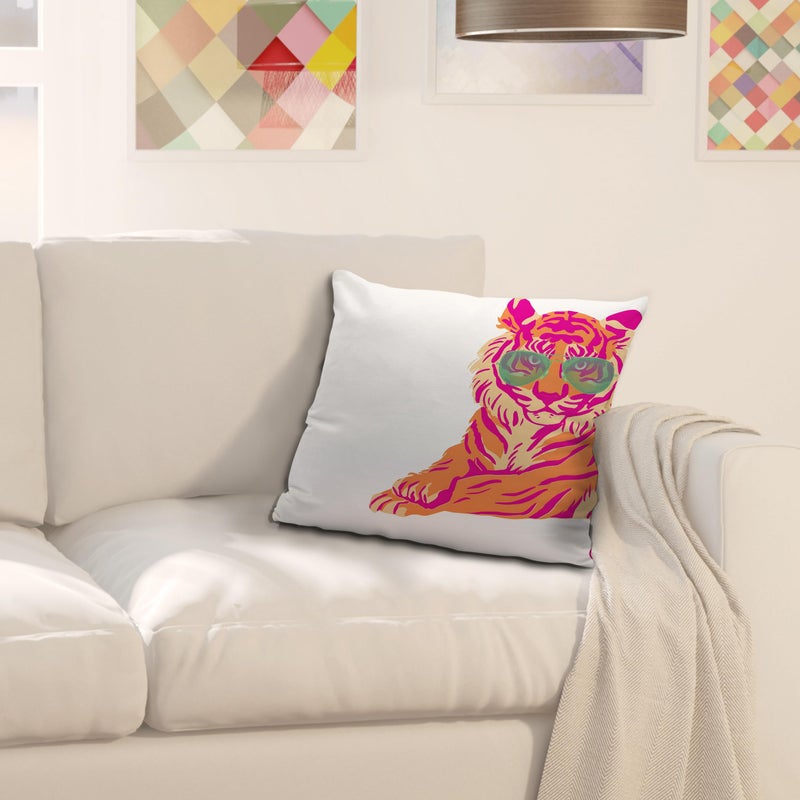 Nvotell Pink Tiger Pillow Covers - Colorful Pink and Orange Throw Pillow Covers 18x18, Retro Funky Preppy Tiger Room Decor for Teen Girls - Image 3
