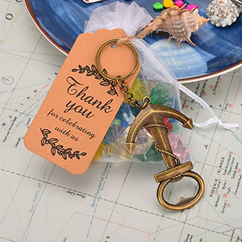 KaGrbves 50 Pieces Anchor Bottle Opener Baby Shower Favors for Guest Baby with Keychain and Organza Bags Tags (Retro anchor) - Image 5