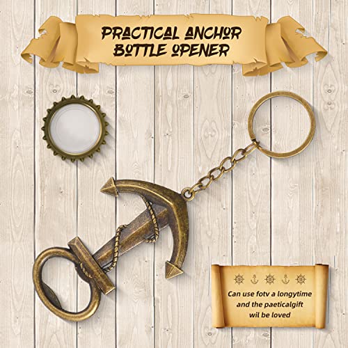 KaGrbves 50 Pieces Anchor Bottle Opener Baby Shower Favors for Guest Baby with Keychain and Organza Bags Tags (Retro anchor) - Image 3