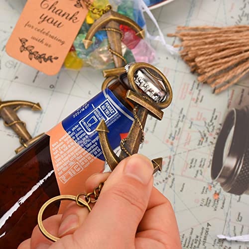 KaGrbves 50 Pieces Anchor Bottle Opener Baby Shower Favors for Guest Baby with Keychain and Organza Bags Tags (Retro anchor) - Image 4