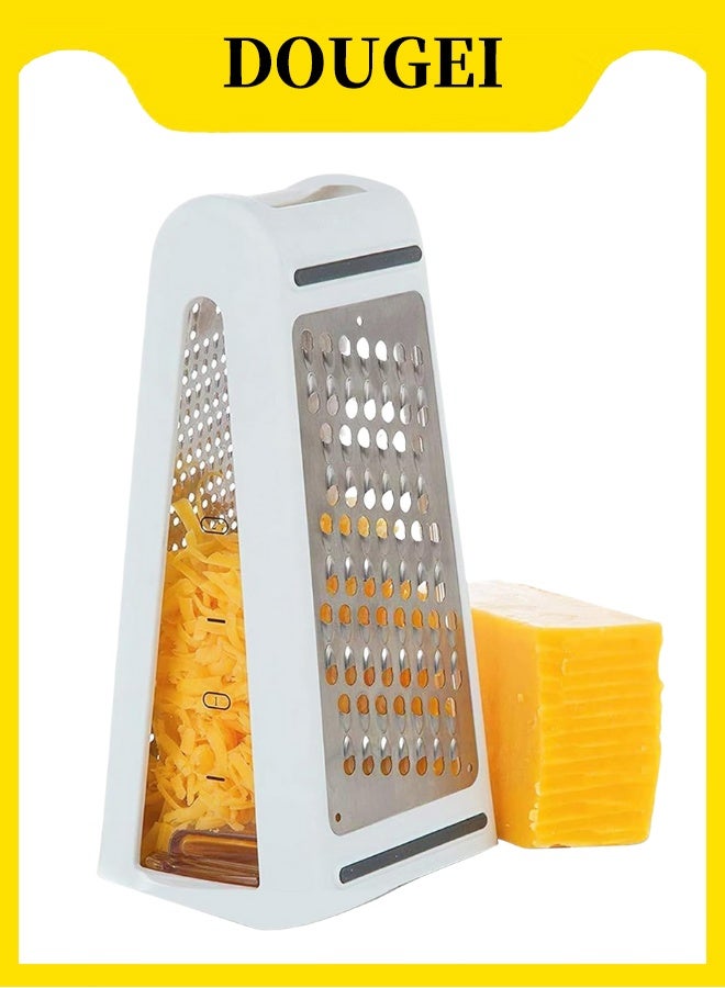 DOUGEI Cheese Grater with Storage Container Stainless Steel 2 Sided Shredder Grater Ideal for cheese Vegetables White - Image 1