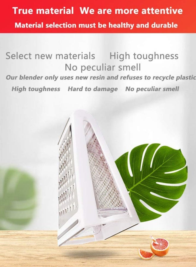 DOUGEI Cheese Grater with Storage Container Stainless Steel 2 Sided Shredder Grater Ideal for cheese Vegetables White - Image 4