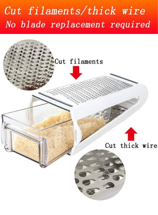 DOUGEI Cheese Grater with Storage Container Stainless Steel 2 Sided Shredder Grater Ideal for cheese Vegetables White - Image 3