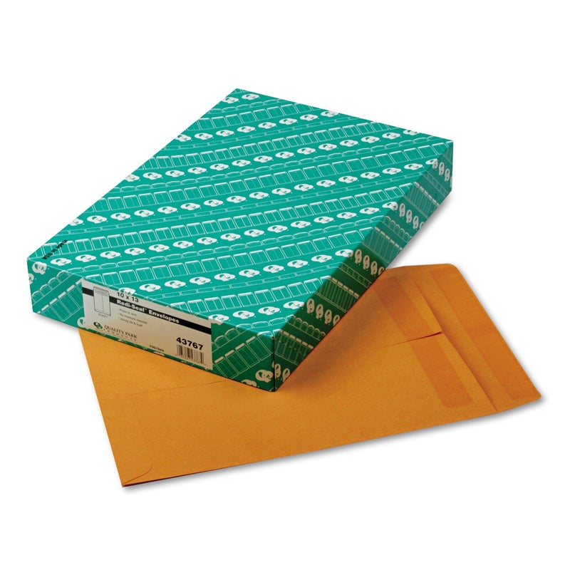 Quality Park Redi-Seal Catalog Envelopes, 10x13, 28lb, Kraft, 100/Box - Image 1