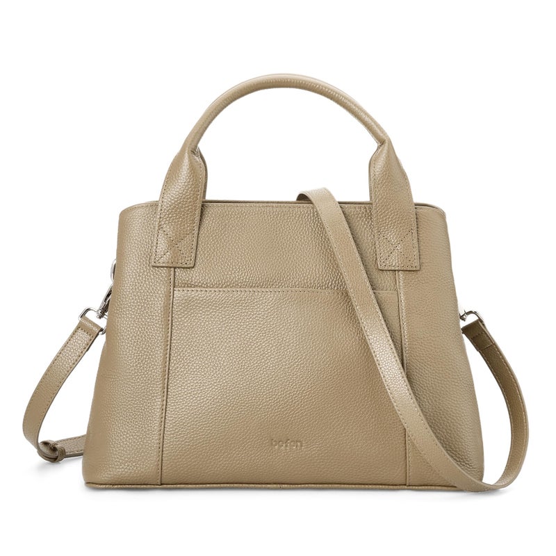 befen Real Leather Purses for Women Crossbody Tote Bag Top Handle Stachel Purse with Shoulder Strap, Designer Handbags for Women - Taupe - Image 1