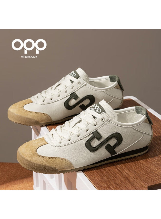 Opp Men's Shoes, Lightweight Soft-soled Casual Shoes, Versatile Commuter Sneakers, Shock-absorbing Training Shoes For Men P020, Beige-brown, Size 42 - Image 1