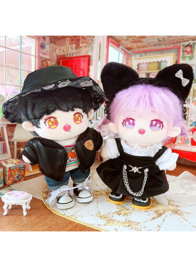 Cotton Doll 20cm Baby Clothes Star Doll Normal Body Fat Naked Baby Double-sided Leather Hat Leather Jacket-Specifications:20cm-Color:Kengtiao Clothes Blue - Image 2
