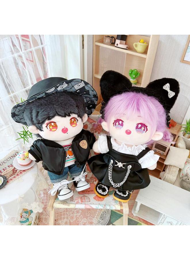 Cotton Doll 20cm Baby Clothes Star Doll Normal Body Fat Naked Baby Double-sided Leather Hat Leather Jacket-Specifications:20cm-Color:Kengtiao Clothes Blue - Image 3