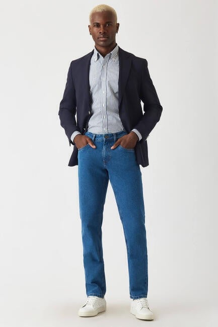 Bisse Men's 5 Pocket Jean Pants BLUE PNJ22K22204_D35  - Image 1