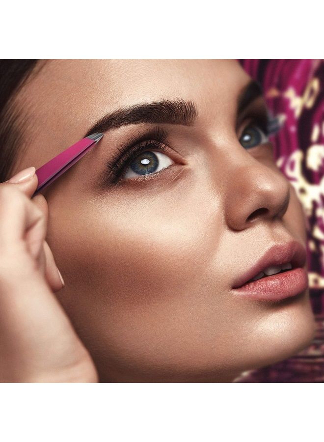 By MILLY ملقط مائل محترف من الفولاذ الألماني - مطروق بالطرق من الفولاذ المقاوم للصدأ 100% - نصائح مائلة مصقولة ومصطفة بدقة - وردي - Image 4
