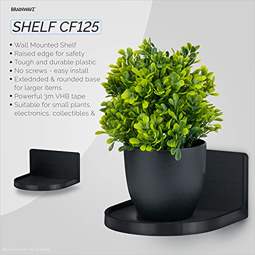 BRAINWAVZ Screwless Round Floating Shelf Mount for Security Cameras Baby Monitors Speakers Plants Toys & More Universal Holder Strong Adhesive, 118mm x 108mm, by Brainwavz (CF125) (Black) - Image 5