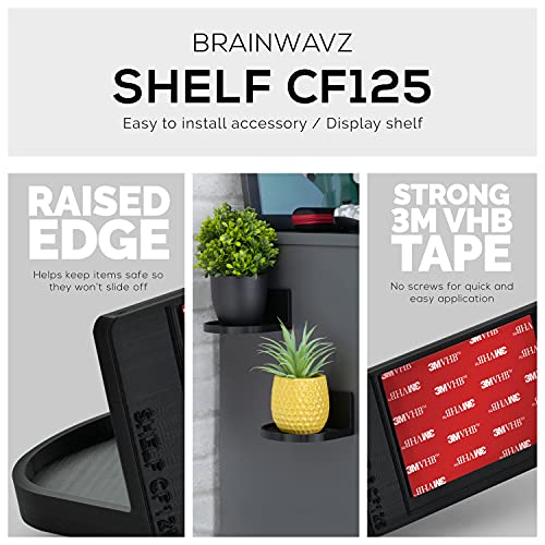 BRAINWAVZ Screwless Round Floating Shelf Mount for Security Cameras Baby Monitors Speakers Plants Toys & More Universal Holder Strong Adhesive, 118mm x 108mm, by Brainwavz (CF125) (Black) - Image 4