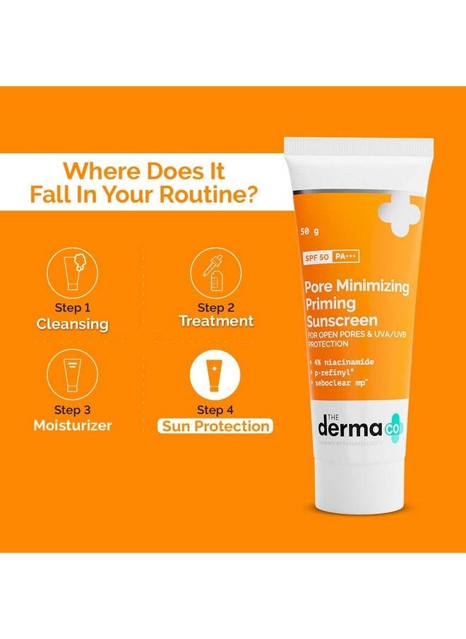 THE derma Co - Pore Minimizing Priming Cream Sunscreen With Spf 50 & Pa+++ For Open Pores & Uva/Uvb Protection 50G - Image 1