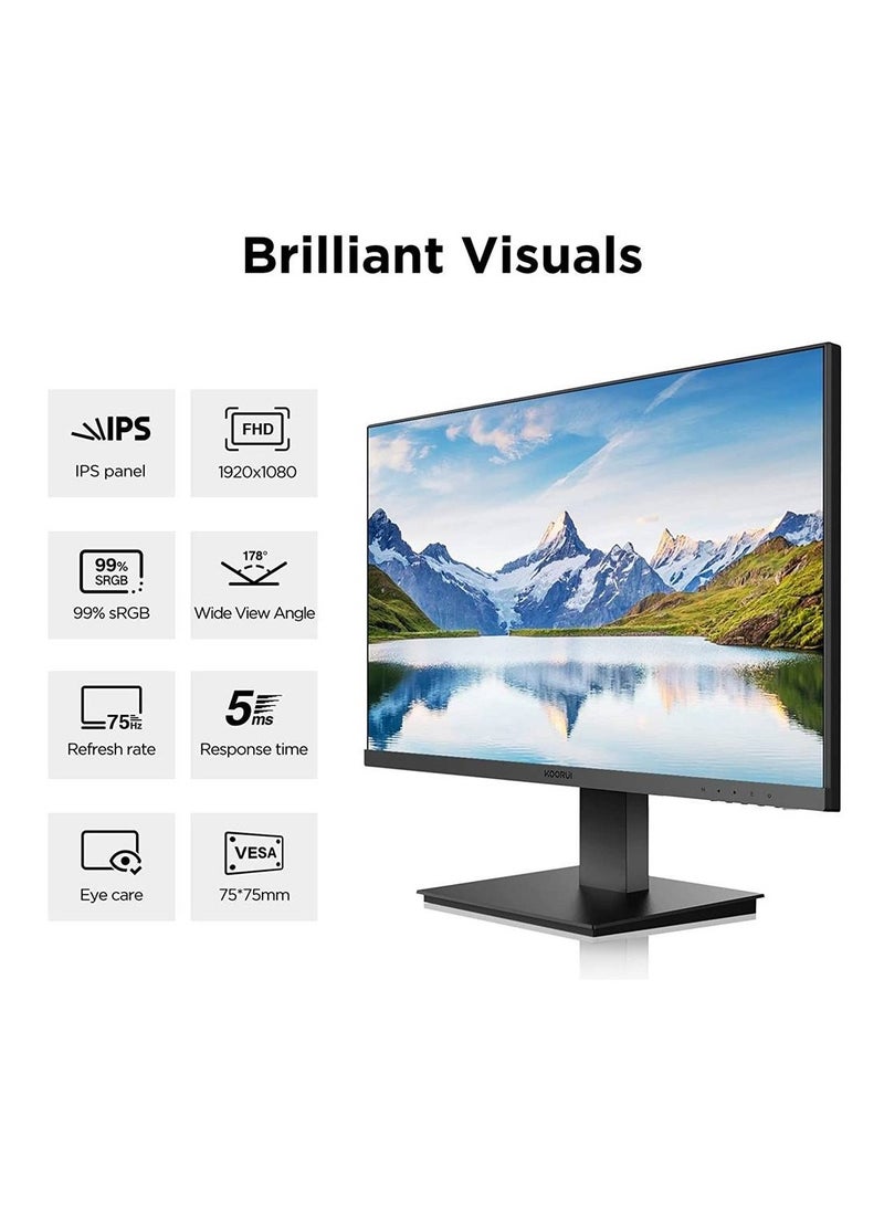 KOORUI - 27-Inch IPS FHD Computer Monitor, 75Hz Refresh Rate, 16:9 Aspect Ratio, 5ms Response Time, 99% sRGB Color Gamut, VGA/HDMI Input, VESA Compatible, Black | 27N1 - Image 1