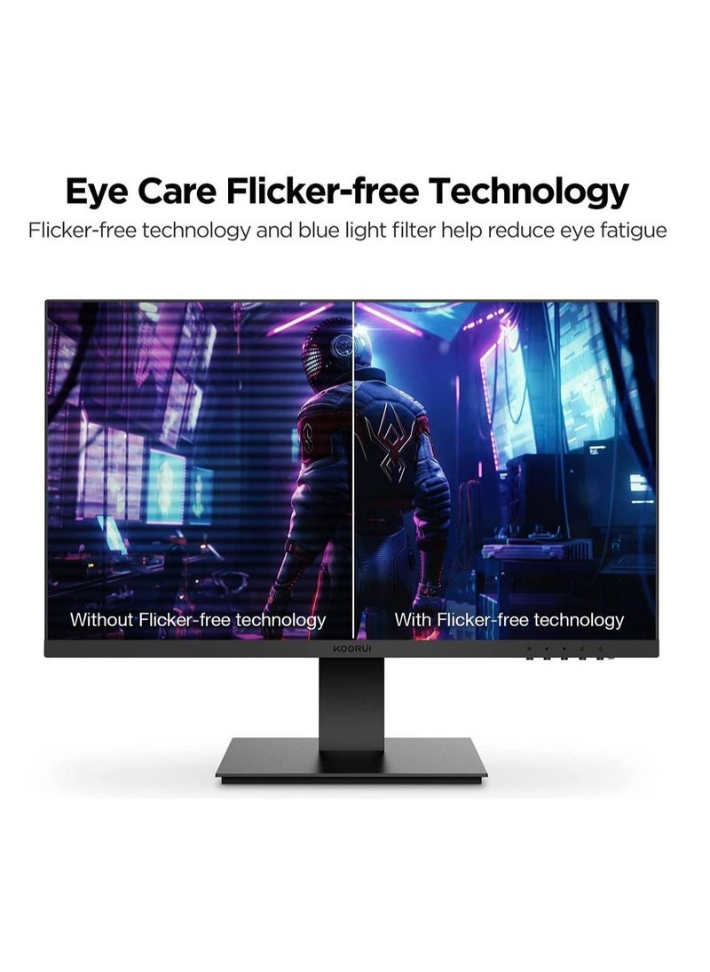 KOORUI - 27-Inch IPS FHD Computer Monitor, 75Hz Refresh Rate, 16:9 Aspect Ratio, 5ms Response Time, 99% sRGB Color Gamut, VGA/HDMI Input, VESA Compatible, Black | 27N1 - Image 1