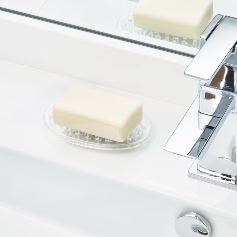 iDesign Plastic Soap Dish, Soap Saver, and Kitchen Sponge Holder - Set of 3, 0.75â€ x 3.25â€ x 4.75â€, Clear - Image 4
