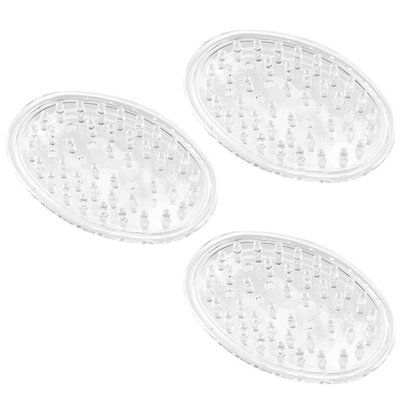 iDesign Plastic Soap Dish, Soap Saver, and Kitchen Sponge Holder - Set of 3, 0.75â€ x 3.25â€ x 4.75â€, Clear - Image 1