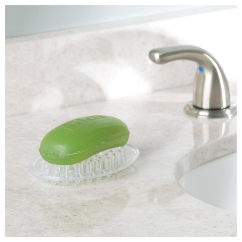 iDesign Plastic Soap Dish, Soap Saver, and Kitchen Sponge Holder - Set of 3, 0.75â€ x 3.25â€ x 4.75â€, Clear - Image 2