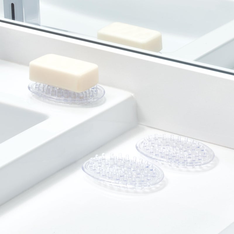 iDesign Plastic Soap Dish, Soap Saver, and Kitchen Sponge Holder - Set of 3, 0.75â€ x 3.25â€ x 4.75â€, Clear - Image 5