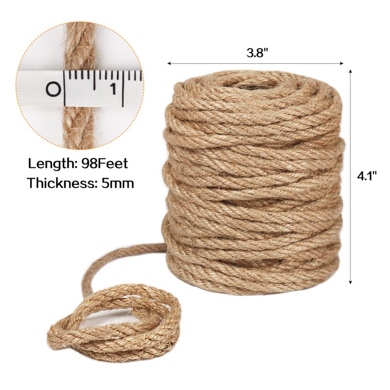 Vivifying 5Mm Jute Rope  98 Feet Strong Natural Jute Twine For Crafts  Cat Scratching Post  Garden Plants  Bundling And Hanging (Brown) - Image 3