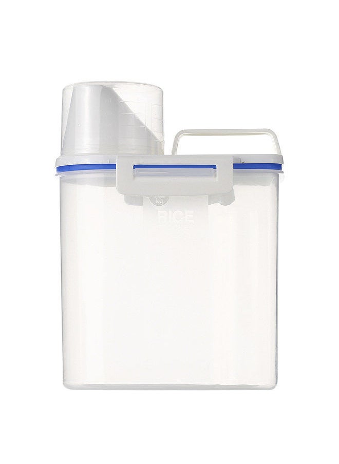 Generic 1.5L Portable Plastic Rice Storage Bin Sealed Food Grain Cereal Flour Storage Box Container with Measuring Cup  - Image 5