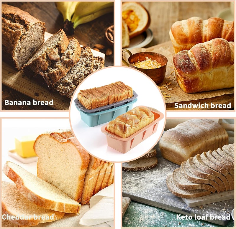 MONGSEW 3PCS Silicone Bread Loaf Pan, Non-Stick Bread Pans for Baking, Easy Release Loaf Pan, Great for Homemade Bread, Cakes, Brownies, Dishwasher Safe (3 Colors, Nesting Design) - Image 5