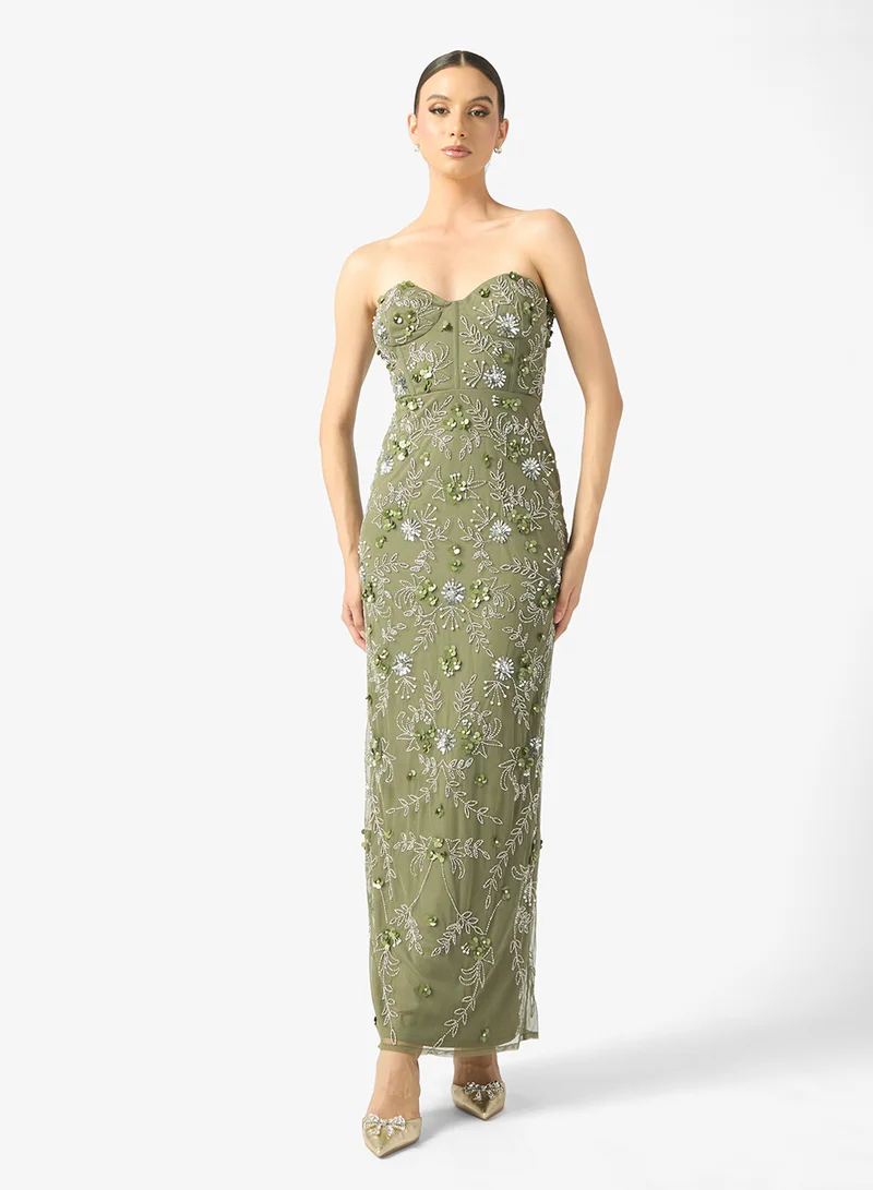 BEAUUT Aleya Embellished Sequin Bandeau Maxi Dress