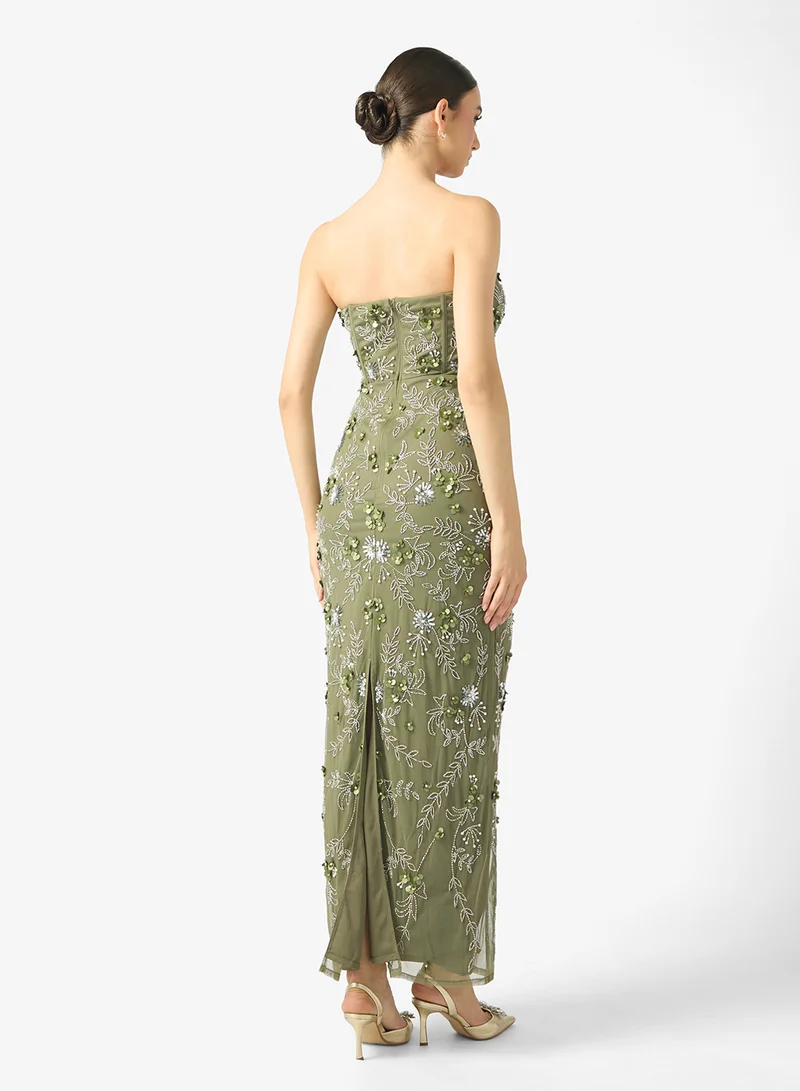 BEAUUT Aleya Embellished Sequin Bandeau Maxi Dress
