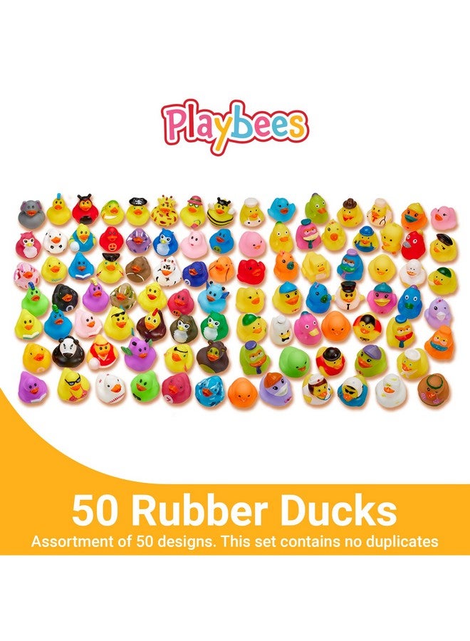 Playbees لعبة البط المطاطي للأطفال - 50 حزمة - لعب حسي، تخفيف التوتر، هدايا عيد الميلاد، هدايا عيد الميلاد للأطفال، حوافز الفصول الدراسية، نشاط الصيف على الشاطئ والمسبح - النمط 3 - Image 2