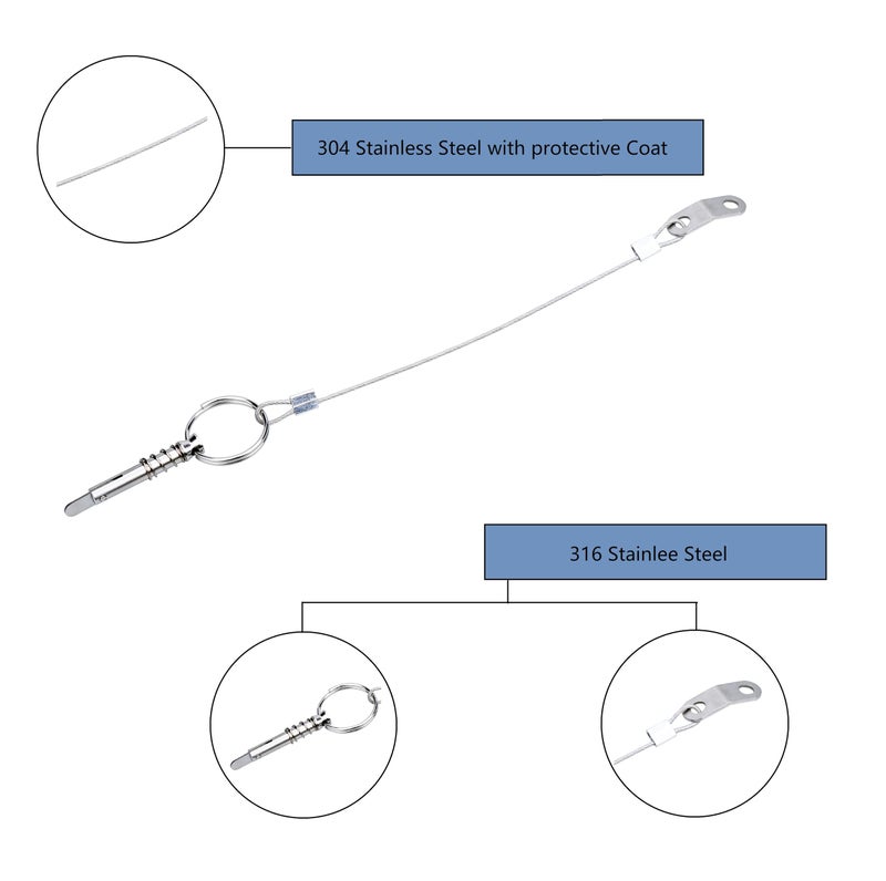 Thorn Boat Bimini Quick Release Pin with Lanyard (4 PCS), Stainless Steel Top Pin, Marine Hardware for Deck Hinge - Image 3