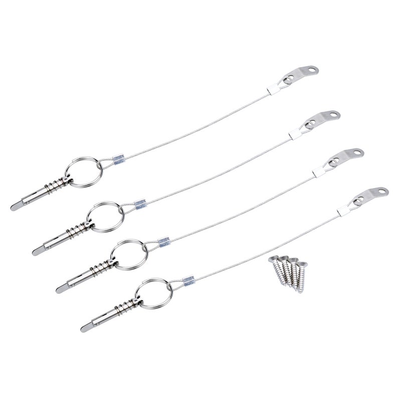 Thorn Boat Bimini Quick Release Pin with Lanyard (4 PCS), Stainless Steel Top Pin, Marine Hardware for Deck Hinge - Image 1
