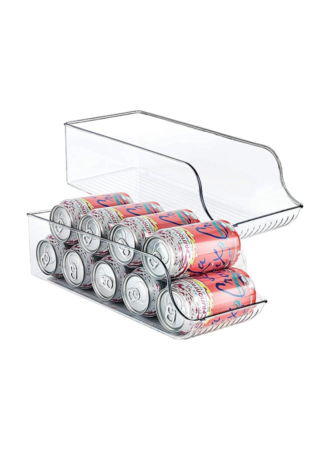 Food Container (Can Soda Organizer) 2 Pack Refrigerator Bins Can Dispenser Storage Holder, Soda Beverage Canned Food Container Bin Clear Plastic Pantry Storage Rack For Fridge Pantry Kitchen