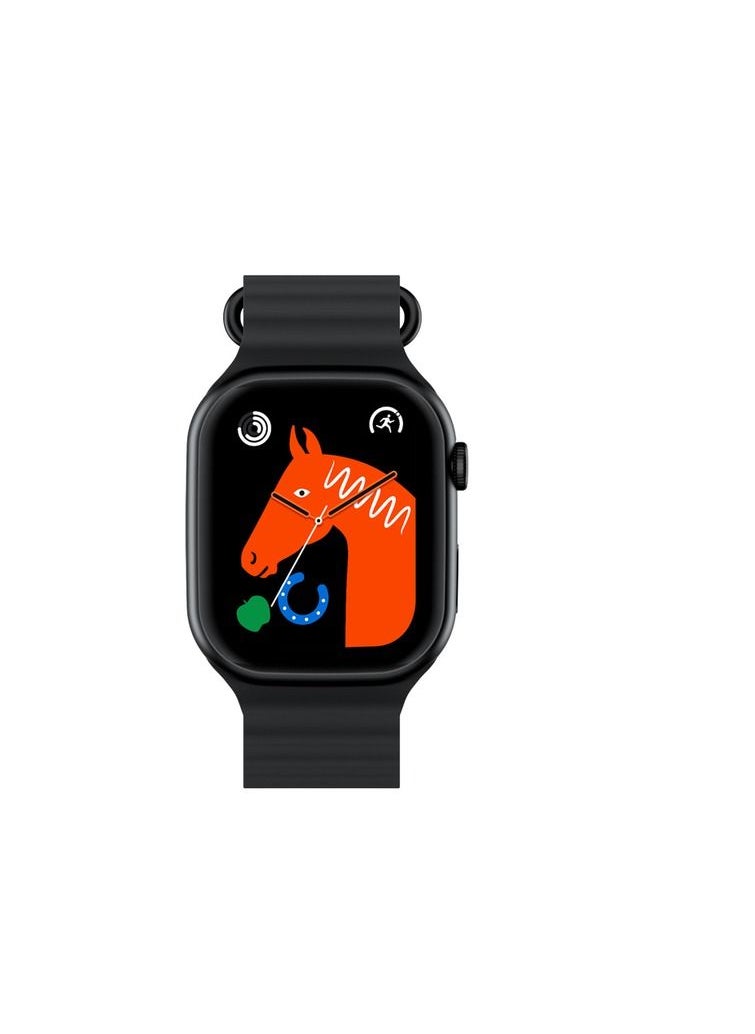 W&O - Smart Watch X8 Pro Plus Screen 2.12 inch Series 8  with Altitude Tracking Body Temperature GPS NFC Black - Image 1