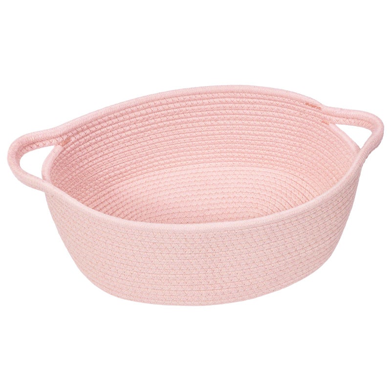 Goodpick Small Woven Basket for Gifting Small Storage bins for Toys Baby Gift Baskets for Nursery Pink Rope Basket for Gifts Decorative Baskets with Handles 12 x 8 x 5 - Image 2
