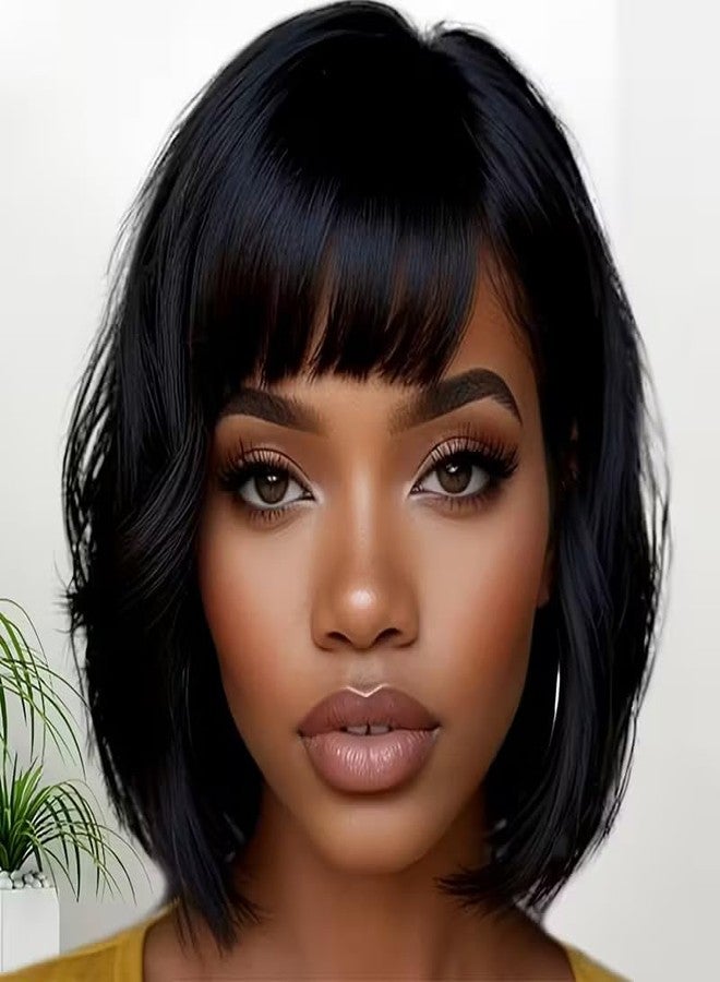 Feelgrace Pixie Wigs Human Hair for Black Women Natural Black Short Wigs for Women Glueless Short Black Layered Pixie Cut Wig Human Hair with Bangs - Image 1
