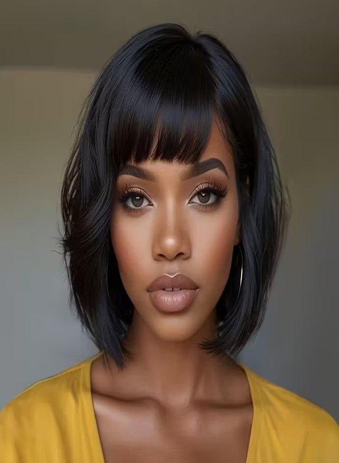 Feelgrace Pixie Wigs Human Hair for Black Women Natural Black Short Wigs for Women Glueless Short Black Layered Pixie Cut Wig Human Hair with Bangs - Image 2