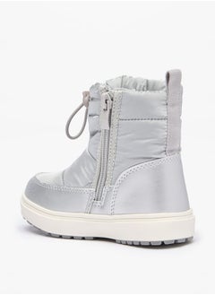 JUNIORS Girls Solid Ankle Boots with Zip Closure and Pull Tabs  - Image 2