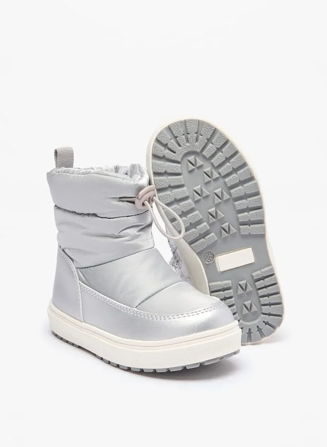 جونيورز Girls Solid Ankle Boots with Zip Closure and Pull Tabs