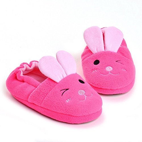 Enteer Baby Girls' Rabbit Slipper 5-6 M US Toddler Pink - Image 2