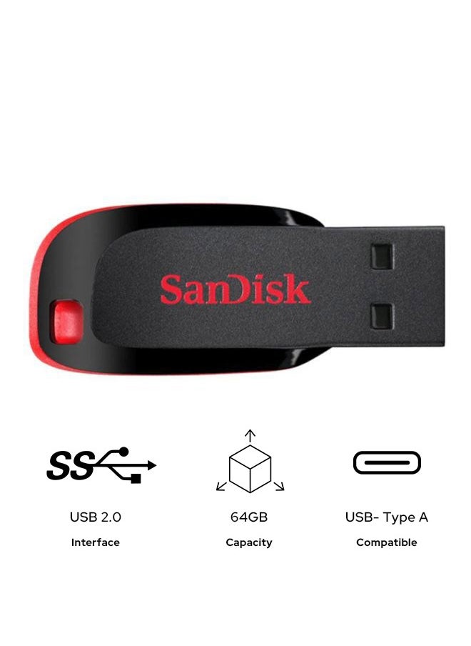 Sandisk 64GB Cruzer Blade Flash Drive USB 2.0, USB Type-A SDCZ50-064G-B35 64 GB  - Image 1